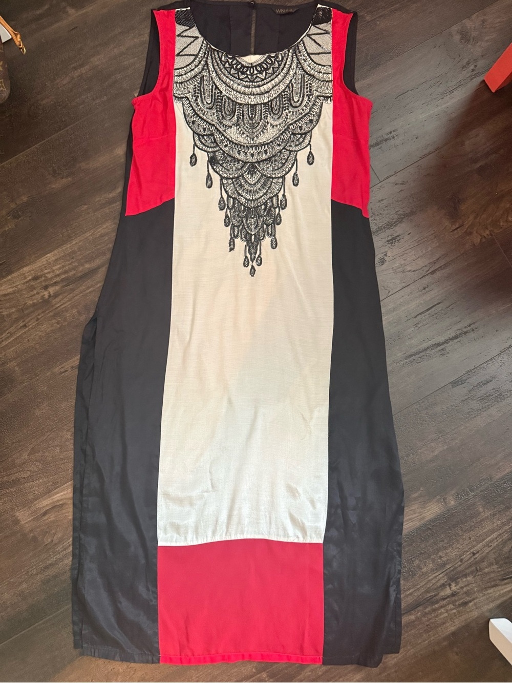 W for Woman Beaded Tunic Dress High Slit Boho Resort Cover Up 8 ⭐ - Picture 5 of 11